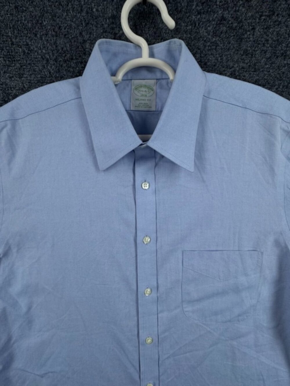 Brooks Brothers Men Milano 15.5 4/5 Cotton Blue Point Non-Iron Long Sleeve Solid